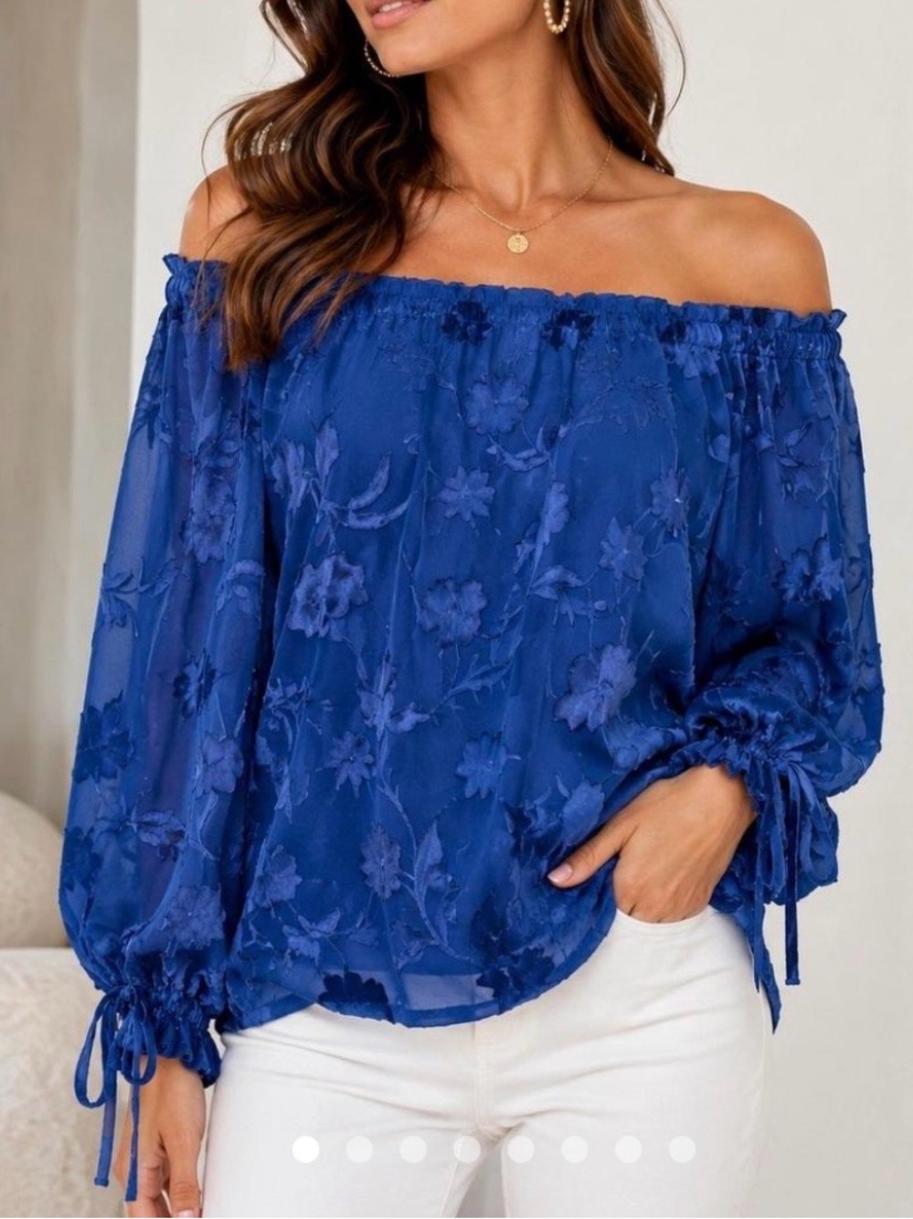 White House Black Market Navy Floral Blouse